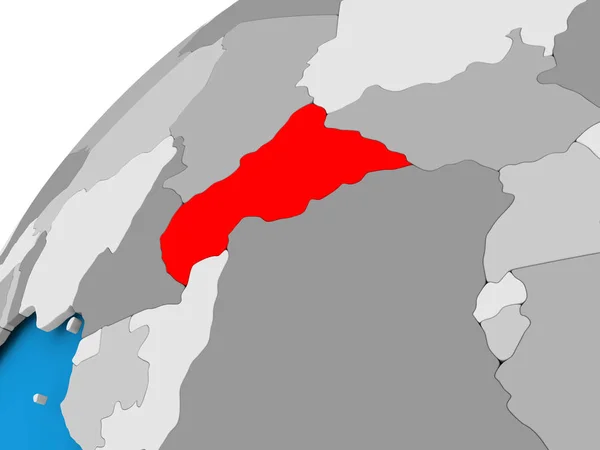 Mapa de África Central en rojo —  Fotos de Stock