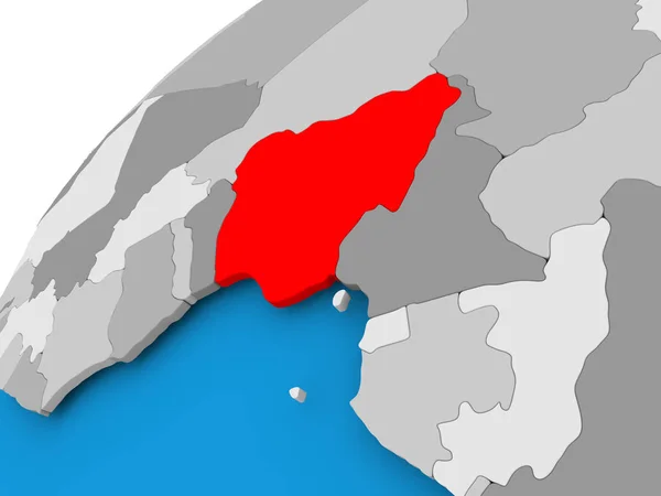 Mapa Nigerii w kolorze czerwonym — Zdjęcie stockowe