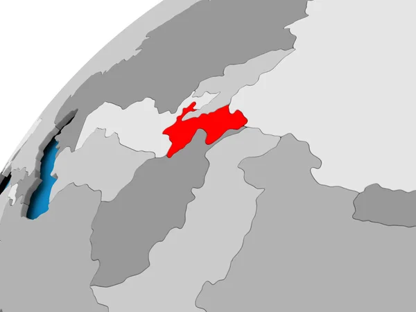 Kaart van Tadzjikistan in het rood — Stockfoto