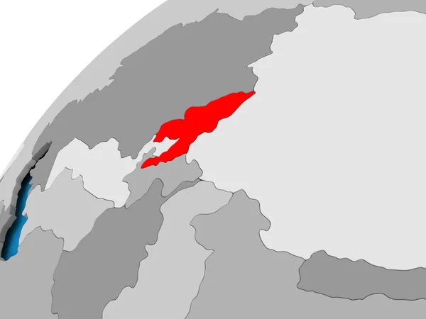 빨간색으로 키르기스 탄의 지도 — 스톡 사진