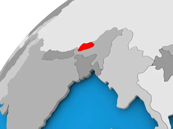 Χάρτης του Μπουτάν στο κόκκινο — Φωτογραφία Αρχείου