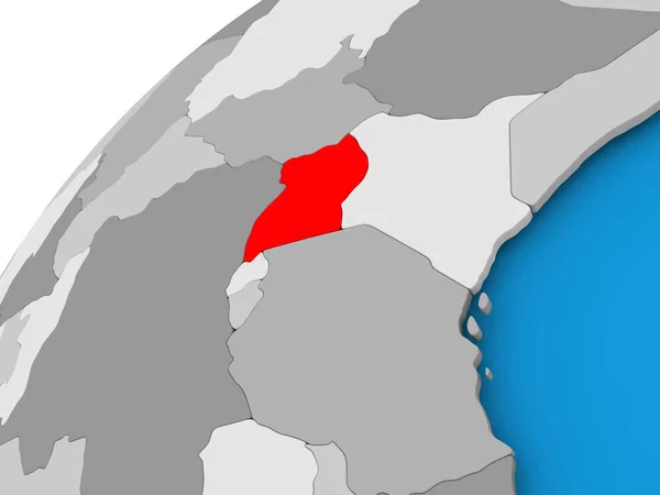 Mappa di Uganda in rosso — Foto Stock