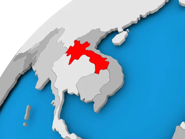 Карта Лаосу червоним кольором — стокове фото
