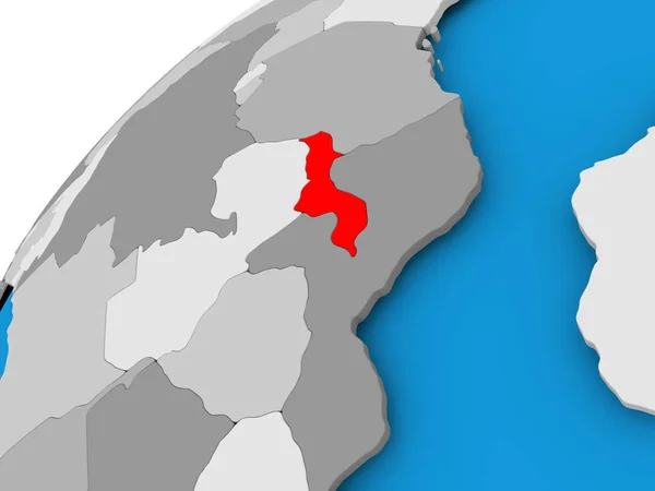 Kaart van Malawi in het rood — Stockfoto