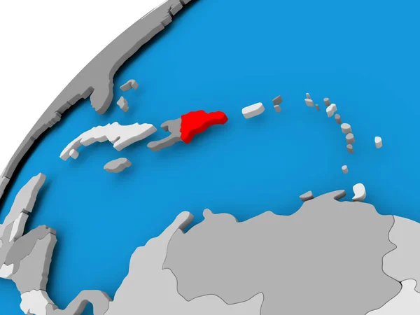 Kaart van Dominicaanse Republiek in het rood — Stockfoto