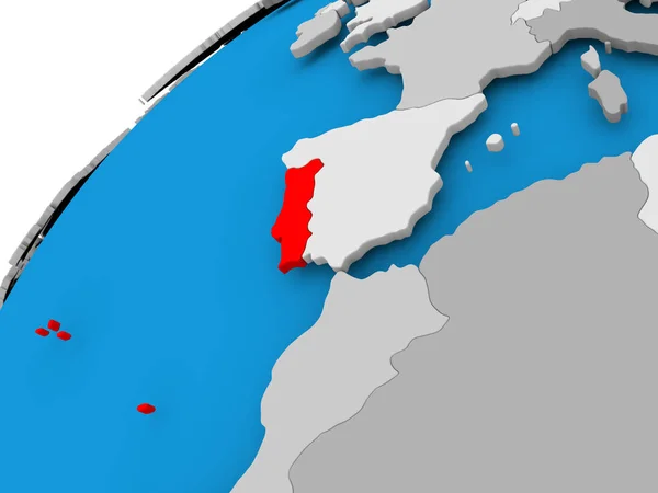 빨간색으로 포르투갈의 지도 — 스톡 사진
