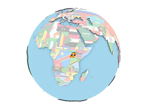 A globe elszigetelt Uganda — Stock Fotó
