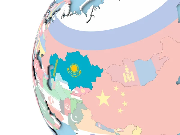 哈萨克斯坦政治地球仪上的标志 — 图库照片