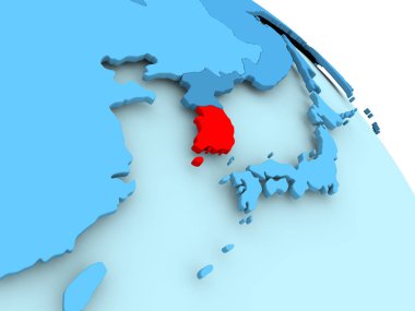 Güney Kore mavi dünya üzerinde