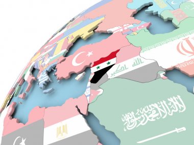 Suriye bayrağı ile dünya üzerinde