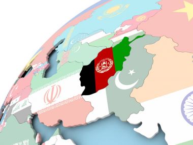 Afganistan bayrağı ile dünya üzerinde