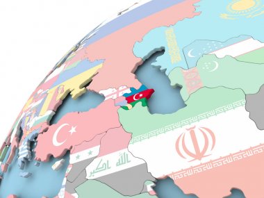 Azerbaycan bayrağı ile dünya üzerinde