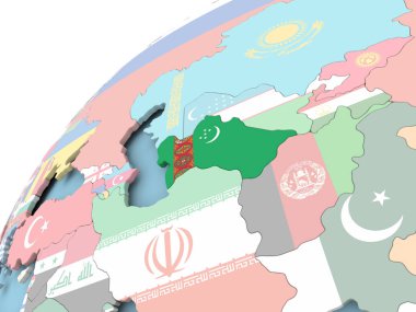 Türkmenistan bayrağı ile dünya üzerinde