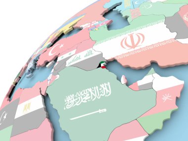 Kuveyt bayrağı ile dünya üzerinde