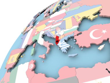 Arnavutluk bayrağı ile dünya üzerinde