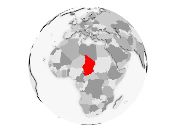 Tchad sur globe gris isolé — Photo