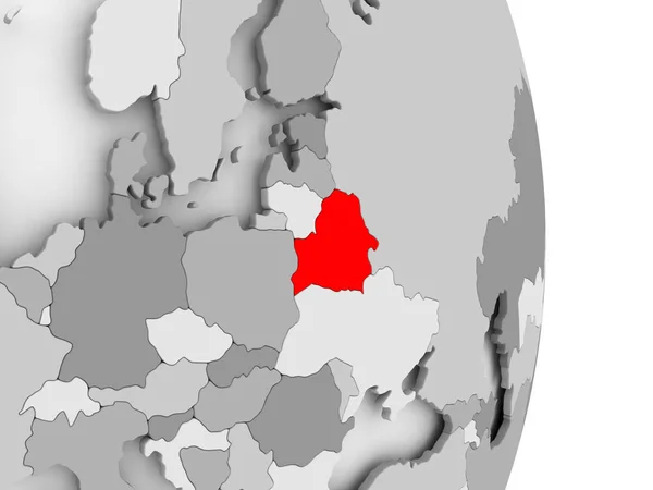 Biélorussie sur globe politique gris — Photo