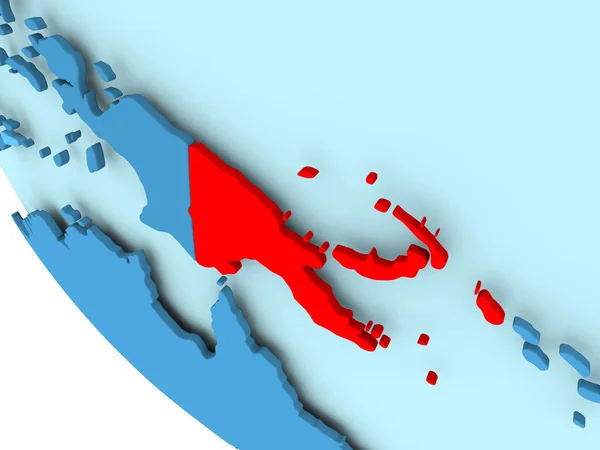 Papua New Guinea on blue political globe — Stock Photo, Image