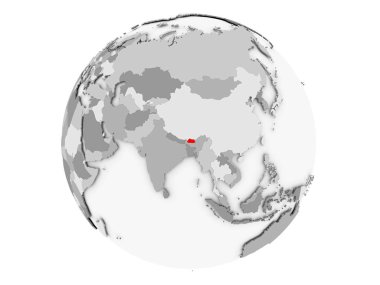 Bhutan gri Globe izole