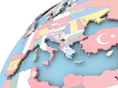 Kosova bayrağı ile dünya üzerinde