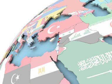 Lübnan bayrağı ile dünya üzerinde