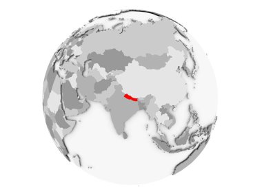 Nepal gri Globe izole