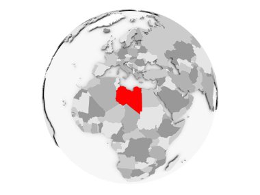 Libya gri Globe izole