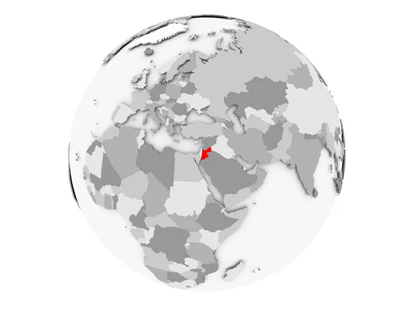 Jordan on grey globe isolated — Stock Photo, Image