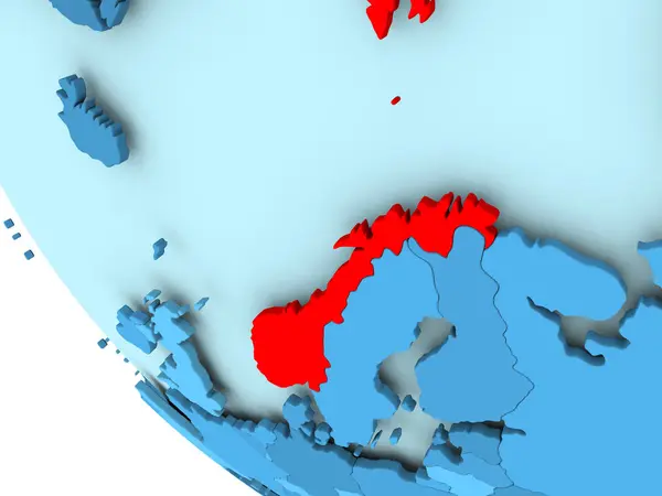 Норвегія на синій політичних глобус — стокове фото