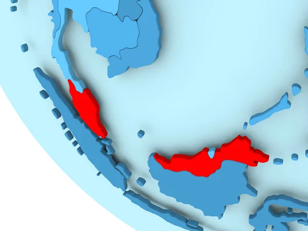 Malezja na niebieski Globus polityczny — Zdjęcie stockowe