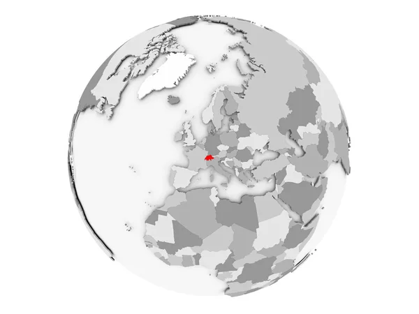 Svizzera isolata sul globo grigio — Foto Stock