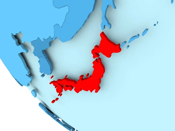 Japonia na niebieski Globus polityczny — Zdjęcie stockowe