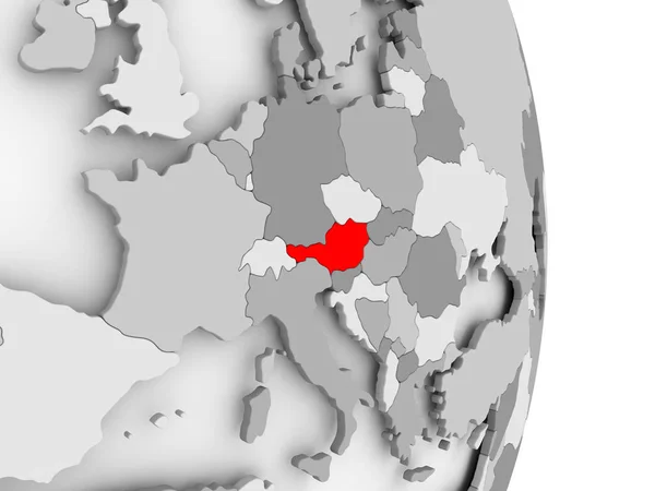 Austria na szary Globus polityczny — Zdjęcie stockowe