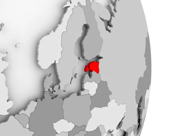 Estonia on grey political globe — Stock Photo, Image