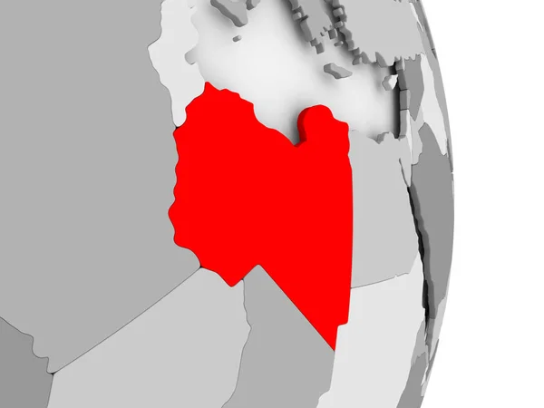 Libya gri siyasi dünya üzerinde — Stok fotoğraf