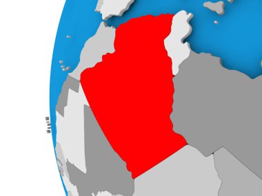 Cezayir Haritası siyasi dünya üzerinde