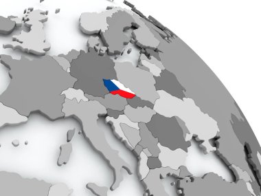 Dünya üzerinde bayrak ile Çek Cumhuriyeti haritası