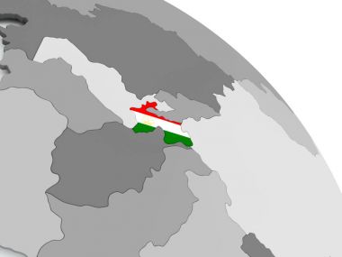 Dünya üzerinde bayrak ile Tacikistan Haritası