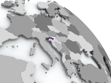Slovenya haritası Dünya üzerinde bayrak ile