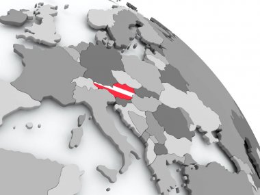 Dünya üzerinde bayrak ile Avusturya Haritası