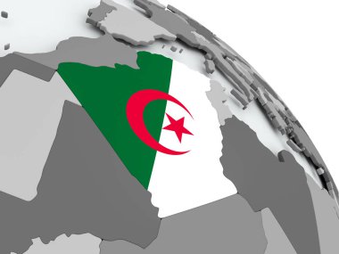 Cezayir Haritası dünya üzerinde bayrak ile