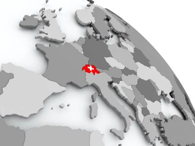 İsviçre Haritası dünya üzerinde bayrak ile