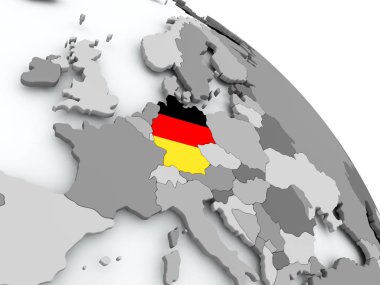 Almanya Haritası dünya üzerinde bayrak ile