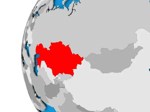 上政治全球的哈萨克斯坦地图 — 图库照片