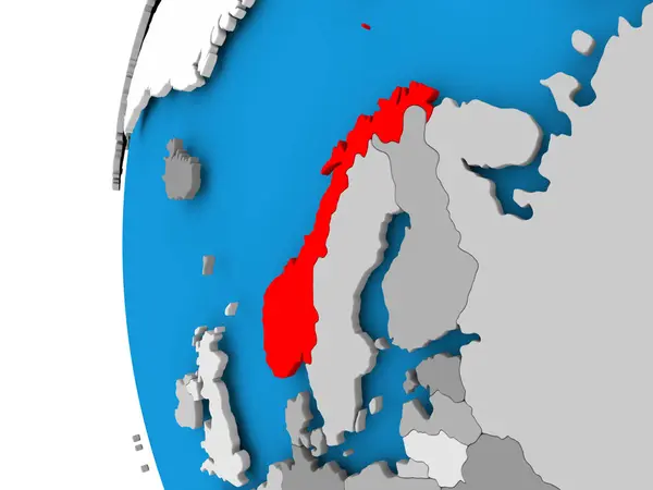 Karta över Norge på politiska jordglob — Stockfoto