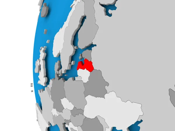 Carte de la Lettonie sur le globe politique — Photo