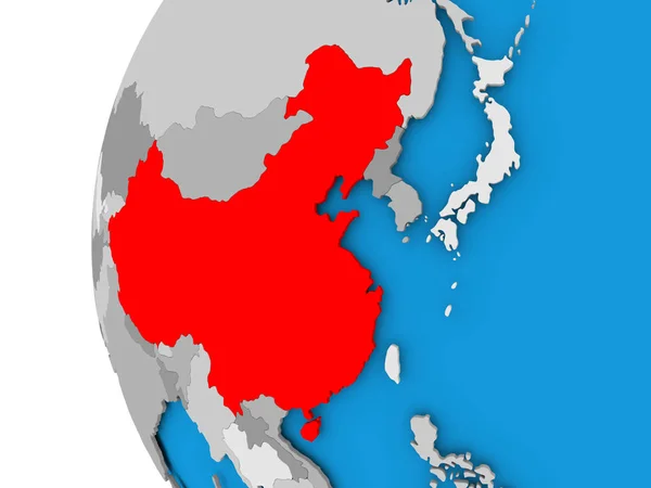 Mapa Chin na Globus polityczny — Zdjęcie stockowe