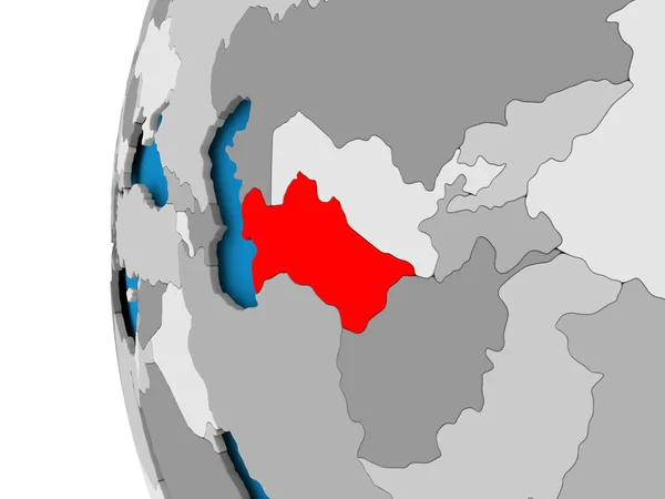 Mapa Turkmenistánu na politické globe — Stock fotografie