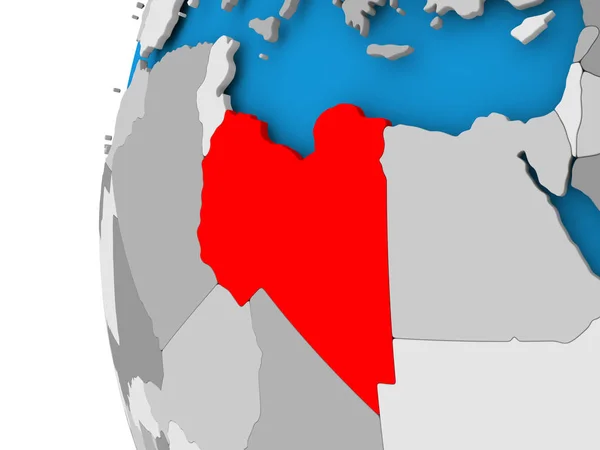Kaart van Libië op politieke wereldbol — Stockfoto