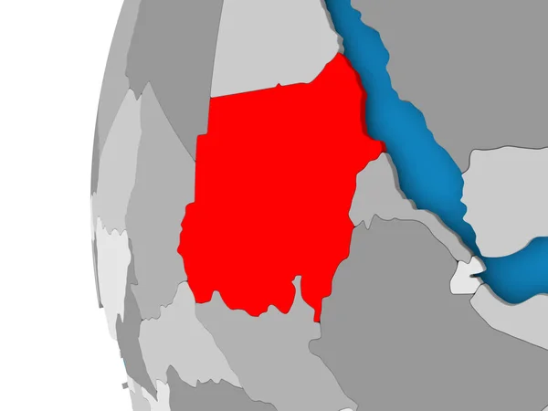 Kaart van Soedan op politieke wereldbol — Stockfoto